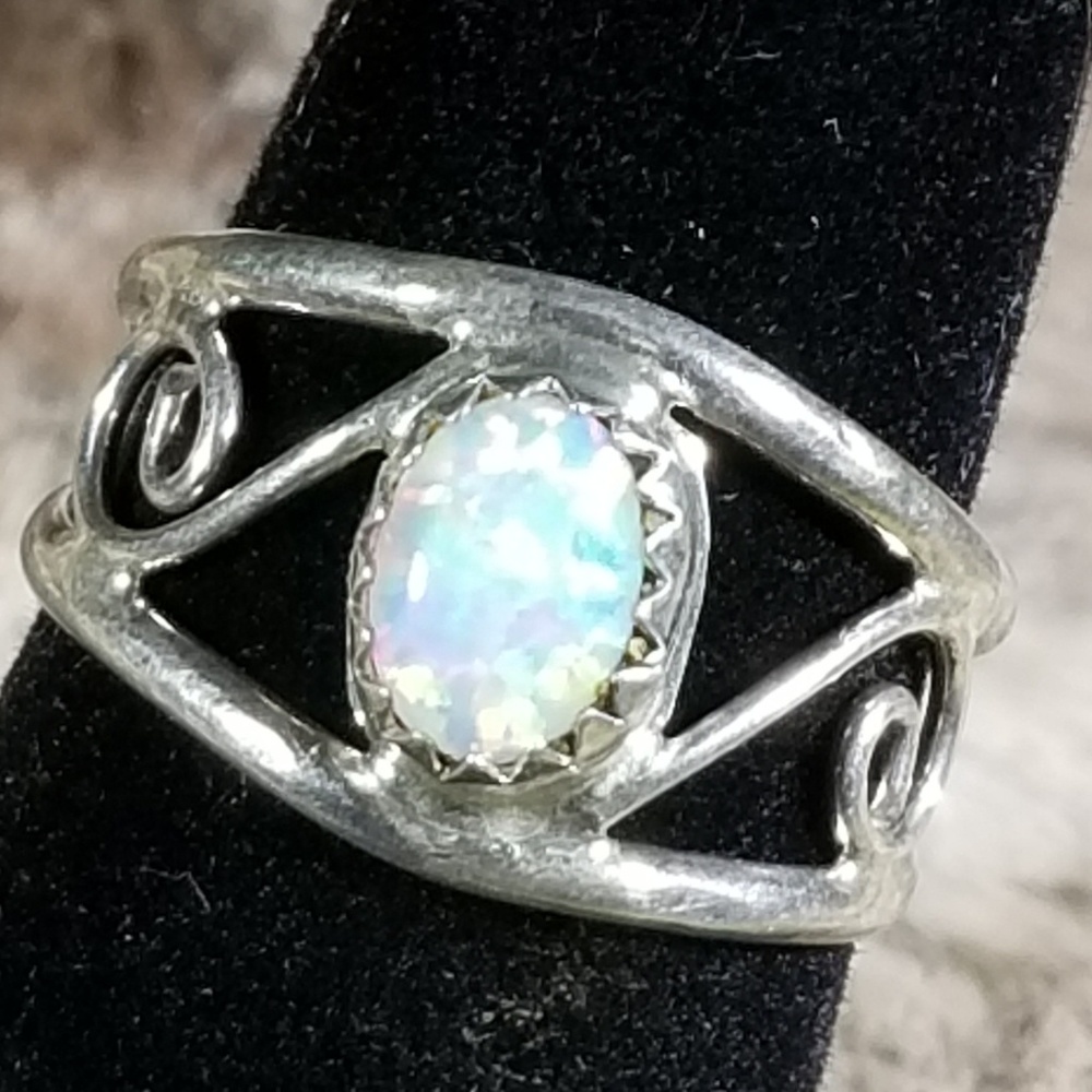 Southwest opal and sterling silver ring